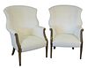 Two Restoration Hardware Upholstered Barrelback Chairs 
height 44 inches, width 30 inches
