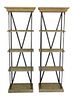 Pair Restoration Hardware Contemporary Iron and Oak Etageres
height 84 inches, width 28 1/2 inches