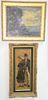Two Framed Paintings to include
Moonlit landscape, oil on canvas, 19th Century, unsigned
12" x 14"
along with two figures standing, signed illegibly l