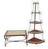 2 Tile top stands, corner five tier stand along with coffee table
height: 62" (corner stand)