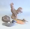 Four Piece Iron Works Lot
to include a boot scraper in the form of a duck, a rooster, pig face cake mold, and a duck
tallest 16 1/2 inches
Provenance: