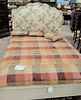 Three piece lot to include; 
Floral upholstered headboard with custom mattress and box spring
Provenance: The Gloria Schiff Estate, New York, NY