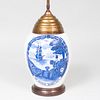 Dutch Blue and White Delft Tobacco Jar Mounted as a Lamp