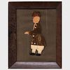 Folk Art Paper and Fabric Collage of a Marching Figure