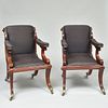 Pair of Federal Style Carved Mahogany Armchairs, Mid Atlantic States