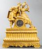 Chinoiserie Figural Gilt Bronze Mantle Clock