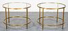 Modern Brass & Glass Round End Tables, Pair