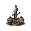 Bronze Woman Figurine & Lily Pond Trinket Boxes