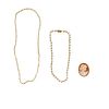 (2) Pearl Necklace 14K Clasp & cameo pendant