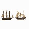 Two Nautical Decor Wooden Ship Figures