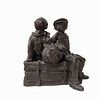 Unknown Artist "Two Boys" Bronze Sculpture