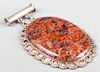 Large Taxco Mexican Silver Oval Jasper Pendant