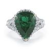 7.8CT PEAR SHAPE EMERALD AND DIAMOND RING