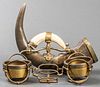 Unusual Horn & Brass Caddy w Boar Tusk Handle