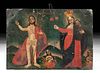 19th C. Mexican Tin Retablo - Christ, Mary, & Solas