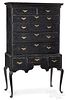 New England Queen Anne painted maple high chest