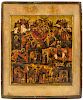A RUSSIAN ICON WITH SCENES OF THE NATIVITY OF CHRIST, MOSCOW SCHOOL, PROBABLY 17TH CENTURY