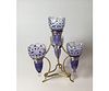 Baccarat Crystal Blue Cut to Clear Epergne
