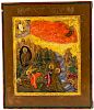 A RUSSIAN ICON OF THE FIERY ASCENT OF ELIJAH THE PROPHET, EARLY 1800S