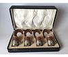 Set of 4 Limoges Demi Cups & Saucers with Sterling Holders in Box