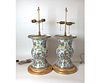 Pair of Mid-19th Century Gu Shape Chinese Export Porcelain Lamps