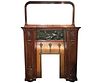 French Art Nouveau Fireplace Mantle with Mirror