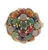 Mid Century 14k Gold Multi Color Jade Dome Ring 