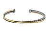 David Yurman Silver 18k Gold Cable Crossover Bracelet