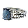 David Yurman Sterling Silver Blue Topaz Diamond Wheaton Ring