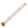 1950s 14k Gold Pearl Ruby Diamond Bracelet 