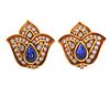Harry Winston 18k Gold Diamond Sapphire Earrings 