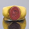 20k Gold Ring with Jasper Ancient Intaglio