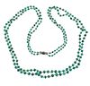 Antique 18k Gold Diamond Emerald Pearl Bead Necklace 