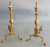 Pair of Chippendale Brass Andirons height 24 inches (tallest)