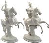 A PAIR OF PORCELAIN FIGURES, SOLDIER ON HORSEBACK AND LADY ON GALLOPING HORSE, MEISSEN, AFTER A MODEL BY PAUL SCHEURICH