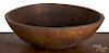Large turned wooden mixing bowl, 19th c., 21 3/4'' dia.