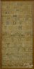 Silk on linen sampler, dated 1818, wrought by Ester Taylor, 17 1/2'' x 8''.