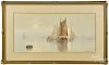George Essig (American 1838-1926), watercolor harbor scene, signed lower right, 12'' x 24''.