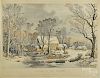 Early Currier and Ives restrike, Winter in the Country, 18 1/4'' x 27''.
