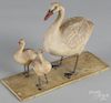 Composition goose and goslings platform pull toy, 19th c., 7 1/2'' h., 10 1/4'' w.
