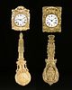 A GROUP OF TWO COMTOISE MORBIER GILT PRESSED BRASS WALL CLOCKS, SIGNED, LATE 19TH CENTURY,