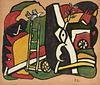 after JOSEPH FERNAND HENRI LÉGER (French 1881-1955) AN EMBELLISHED PRINT, "Untitled," MID/LATE 20TH CENTURY,