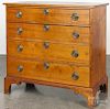 New England birch Hepplewhite chest of drawers, ca. 1800, 37 3/4'' h., 38'' w.