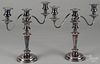 Pair of silver-plated candelabra, late 19th c., 12 1/4'' h.