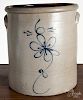 Mid-Atlantic six-gallon stoneware crock, 19th c., with cobalt floral decoration, 13 1/2'' h.