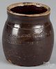 Stoneware merchant jar, ca. 1900, impressed Batasini Brothers 114 Delaine & 437 Smith St.