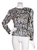 * A Bill Blass Black and White Sequin Top, Size 10.