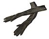 * A Pair of Alaia Dark Green Suede and Black Knit Gloves, No Size.