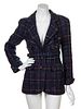 * A Chanel Navy and Black Multicolor Plaid Boucle Jacket, Size 42.