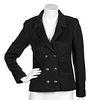 * A Chanel Black Cashmere Double Breasted Jacket, Size 36.